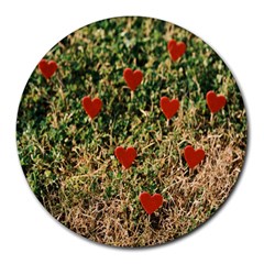 Valentine Day Heart Forest Round Mousepad by artworkshop