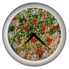 Valentine Day Heart Forest Wall Clock (silver) by artworkshop