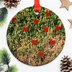 Valentine Day Heart Forest Round Ornament (two Sides) by artworkshop