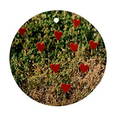 Valentine Day Heart Forest Round Ornament (two Sides) by artworkshop