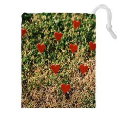 Valentine Day Heart Forest Drawstring Pouch (5xl) by artworkshop