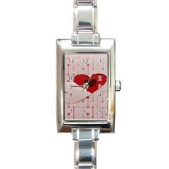 Valentine Day Heart Love Logo Rectangle Italian Charm Watch by artworkshop