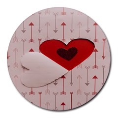 Valentine Day Heart Love Logo Round Mousepad by artworkshop