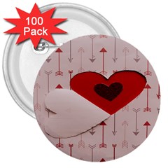 Valentine Day Heart Love Logo 3  Buttons (100 Pack)  by artworkshop