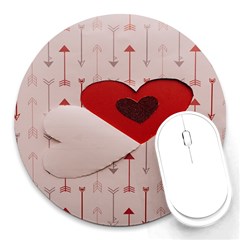 Valentine Day Heart Love Logo Round Mousepad by artworkshop