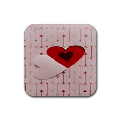 Valentine Day Heart Love Logo Rubber Coaster (square) by artworkshop