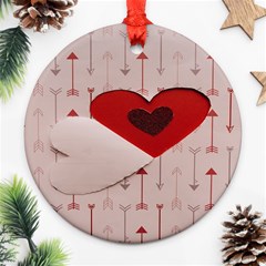 Valentine Day Heart Love Logo Ornament (round) by artworkshop