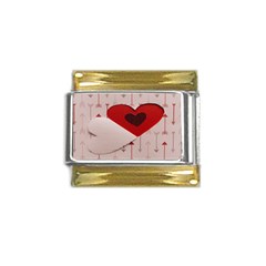 Valentine Day Heart Love Logo Gold Trim Italian Charm (9mm)