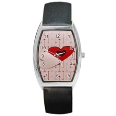 Valentine Day Heart Love Logo Barrel Style Metal Watch by artworkshop