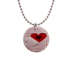 Valentine Day Heart Love Logo 1  Button Necklace by artworkshop