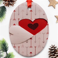 Valentine Day Heart Love Logo Oval Ornament (two Sides) by artworkshop