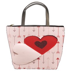 Valentine Day Heart Love Logo Bucket Bag by artworkshop