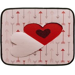 Valentine Day Heart Love Logo One Side Fleece Blanket (mini) by artworkshop