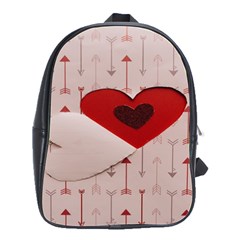 Valentine Day Heart Love Logo School Bag (large) by artworkshop