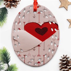 Valentine Day Heart Love Logo Ornament (oval Filigree) by artworkshop