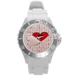 Valentine Day Heart Love Logo Round Plastic Sport Watch (L) Front