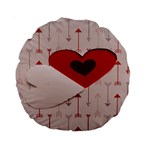 Valentine Day Heart Love Logo Standard 15  Premium Round Cushions Back