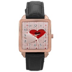 Valentine Day Heart Love Logo Rose Gold Leather Watch  by artworkshop