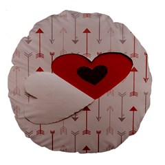 Valentine Day Heart Love Logo Large 18  Premium Round Cushions by artworkshop