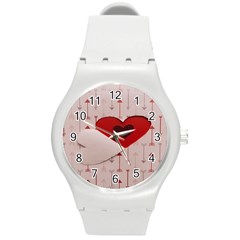 Valentine Day Heart Love Logo Round Plastic Sport Watch (m) by artworkshop