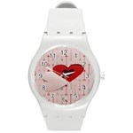 Valentine Day Heart Love Logo Round Plastic Sport Watch (M) Front