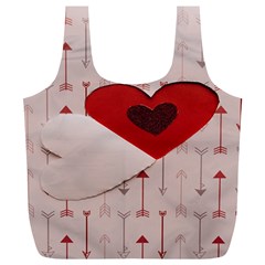 Valentine Day Heart Love Logo Full Print Recycle Bag (xl) by artworkshop