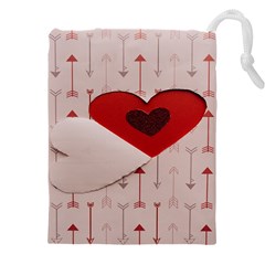 Valentine Day Heart Love Logo Drawstring Pouch (5xl) by artworkshop