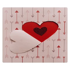 Valentine Day Heart Love Logo One Side Premium Plush Fleece Blanket (small)