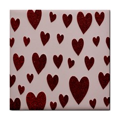 Valentine Day Heart Love Pattern Tile Coaster by artworkshop