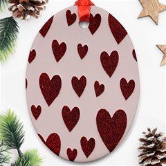 Valentine Day Heart Love Pattern Ornament (oval) by artworkshop