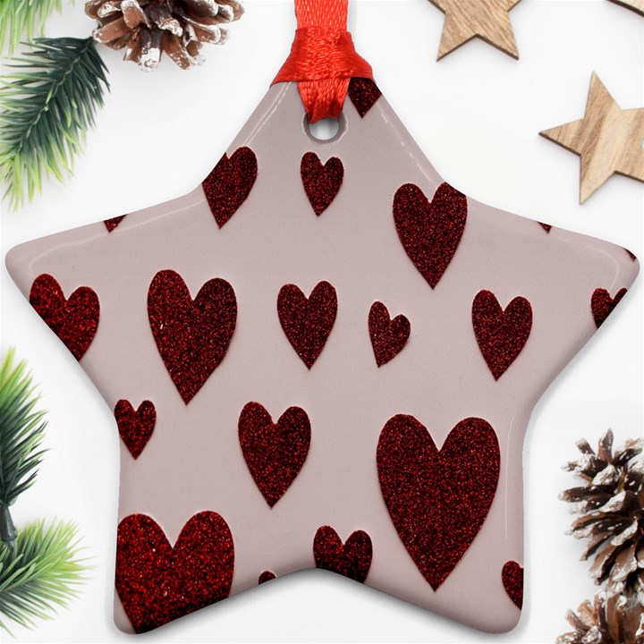 Valentine Day Heart Love Pattern Ornament (Star)