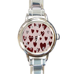 Valentine Day Heart Love Pattern Round Italian Charm Watch by artworkshop