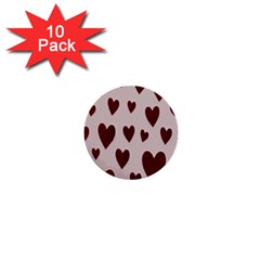 Valentine Day Heart Love Pattern 1  Mini Buttons (10 Pack)  by artworkshop