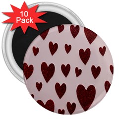 Valentine Day Heart Love Pattern 3  Magnets (10 Pack)  by artworkshop