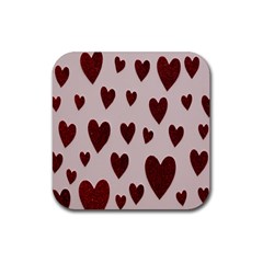 Valentine Day Heart Love Pattern Rubber Coaster (square) by artworkshop