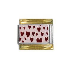 Valentine Day Heart Love Pattern Gold Trim Italian Charm (9mm)