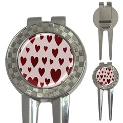 Valentine Day Heart Love Pattern 3-in-1 Golf Divots by artworkshop