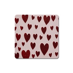 Valentine Day Heart Love Pattern Square Magnet by artworkshop