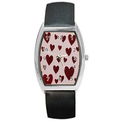 Valentine Day Heart Love Pattern Barrel Style Metal Watch by artworkshop