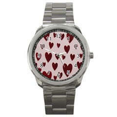 Valentine Day Heart Love Pattern Sport Metal Watch by artworkshop