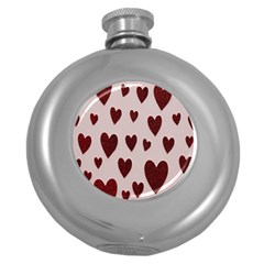 Valentine Day Heart Love Pattern Round Hip Flask (5 Oz) by artworkshop