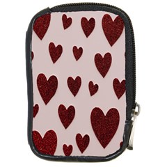 Valentine Day Heart Love Pattern Compact Camera Leather Case by artworkshop