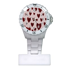 Valentine Day Heart Love Pattern Plastic Nurses Watch by artworkshop