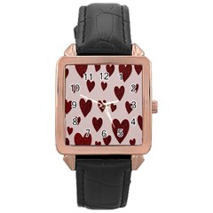 Valentine Day Heart Love Pattern Rose Gold Leather Watch  by artworkshop