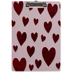 Valentine Day Heart Love Pattern A4 Acrylic Clipboard by artworkshop