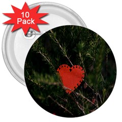 Valentine Day Heart Love 3  Buttons (10 Pack)  by artworkshop