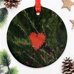 Valentine Day Heart Love Round Ornament (two Sides) by artworkshop