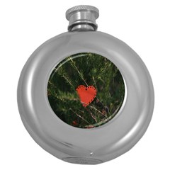 Valentine Day Heart Love Round Hip Flask (5 Oz) by artworkshop