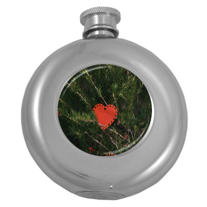 Valentine Day Heart Love Round Hip Flask (5 oz)