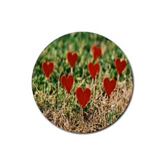 Valentine Day Heart Pattern Love Rubber Coaster (round) by artworkshop